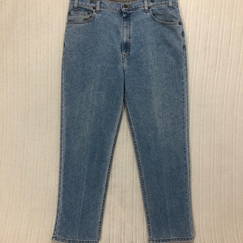 Levis 554 Relaxed Fit Jeans Mens 38x30 Light Wash Blue Denim Made in USA Vintage